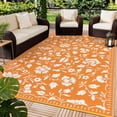 thumbnail image 1 of 8x10 Orange&White Outdoor Rug Waterproof Reversible, Floral Plastic Straw Patio Rug, Foldable Outdoor Area Rug for RV Camping, Picnic, Beach, Balcony, Deck & Garden 8x10 Orange&White, 1 of 9