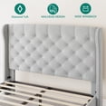 thumbnail image 4 of Dextrus Bed Frame Queen Size, Platform Bed with Velvet Headboard & Footboard, Wingback Upholstered Bed Frame Mattress Foundation, No Box Spring Needed, Grey, 4 of 7