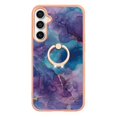 thumbnail image 6 of SaniMore for Samsung Galaxy S22 Case, Marble Pattern 3 in 1 Heavy Duty Shockproof Full Body Hard PC+IMD Bumper Drop Protective Women Girls Cover Rotating Ring Bracket Stand for Galaxy S22, Purple, 6 of 10