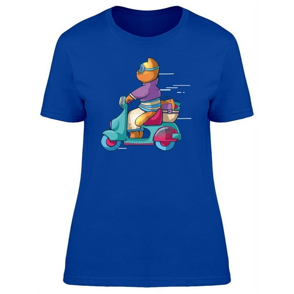 Cartoon Cat On A Scooter T-Shirt Women -Image by Shutterstock, Female x-Large