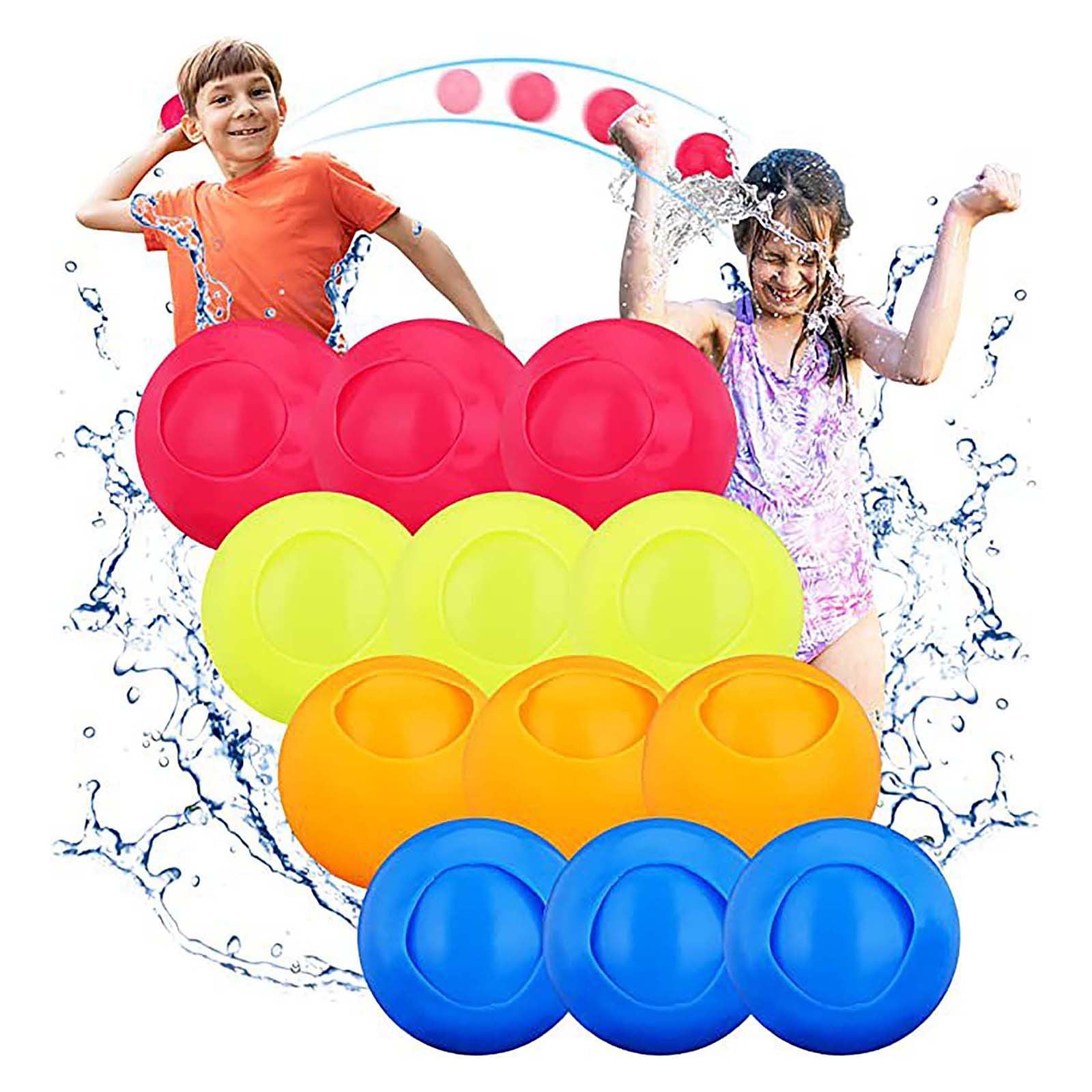 Cuoff 12 Pack Reusable Water Balloons Quick Fill, Refillable Water