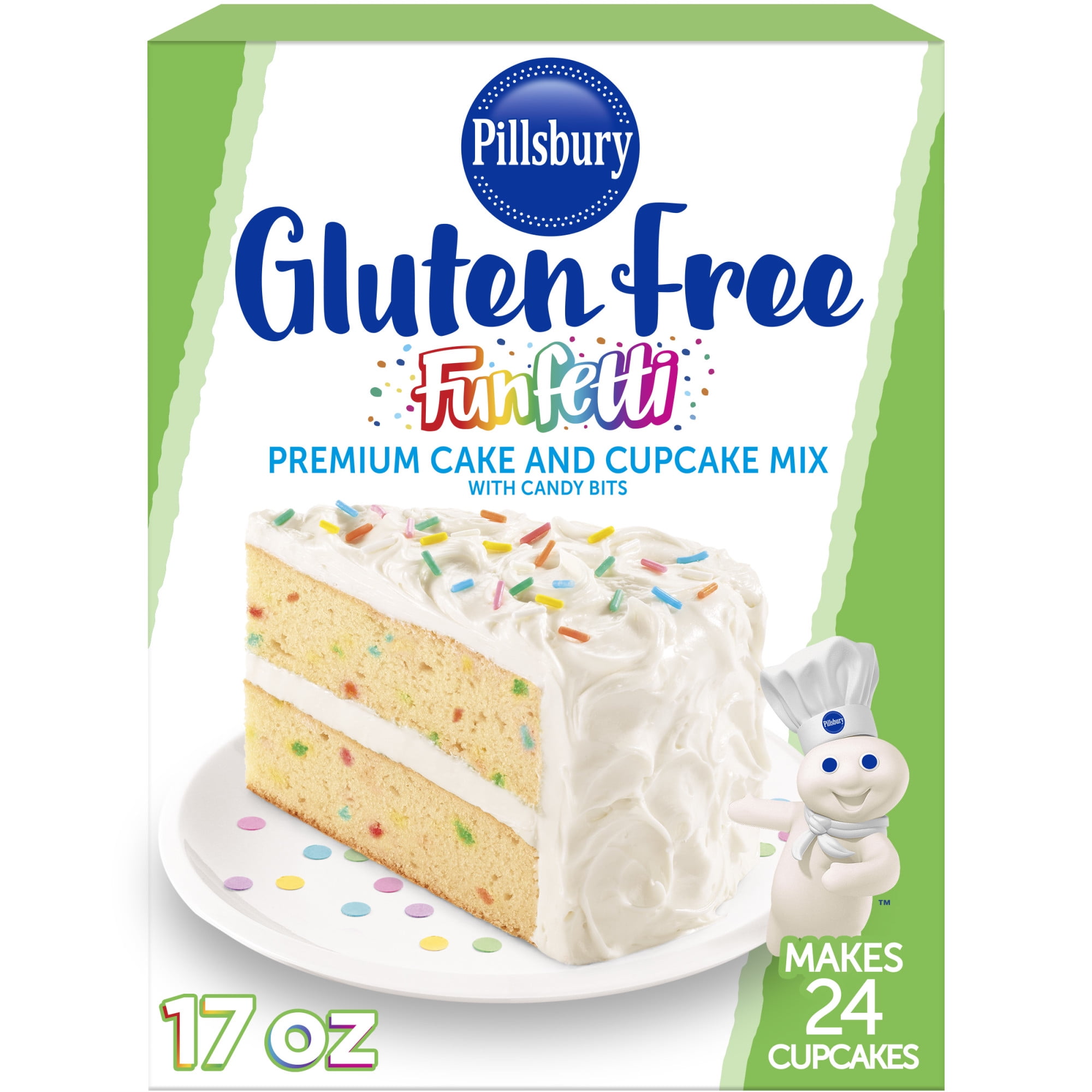 (3 pack) Pillsbury Gluten Free Funfetti Cake Mix with Candy Bits, 17 oz Box