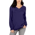thumbnail image 2 of STYLE & COMPANY $49 Womens New Purple V Neck Tunic Casual Top XS B+B, 2 of 5