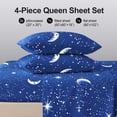thumbnail image 6 of Flymme Queen Size Celestial Sheet Set Blue, Soft Breathable Moon & Star Bedding for Bedroom Decor,Includes 1 Fitted Sheet, 1 Flat Sheet and 2 Pillowcases, 6 of 8