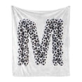 thumbnail image 1 of Letter M Soft Flannel Fleece Throw Blanket, Diagonal and Vertical Stack of Soccer Balls Alphabet Letter Design, Cozy Plush for Indoor and Outdoor Use, 50" x 70", White Charcoal Grey, by Ambesonne, 1 of 6