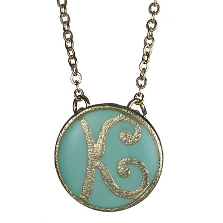 Monogrammed Jewelry - Monogram 16 Blue Gold-tone Chain Necklace with 3 Extender