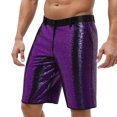 thumbnail image 2 of Shiny Metallic Wet Look Sequin Shorts for Men Summer Elastic Waist Straight Leg Sparkly Sequin Shorts with Pockets, 2 of 6