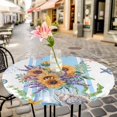 thumbnail image 6 of Coastal Sunflower Round Tablecloth for 36-44 Inch Tables,Fitted Table Cover with Elastic Edge,Blue Summer Beach Starfish Shell Waterproof Outdoor Table Cloth Protector for Patio Garden Dinner Picnic, 6 of 9