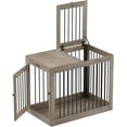 Furpezoo Large Dog Crate, Wooden Pet Kennel End Table, Dog Cage with 2 Doors, Gray, 40"L