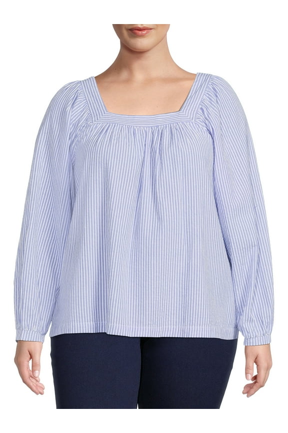 Women's Plus Size Square Neck Top