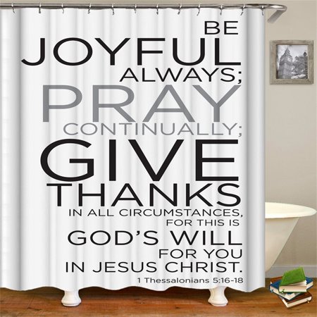 Shower Curtain Set With Hooks Thessalonians Bible Lines Positive Words Jesus Christ Bathroom Decor Waterproof Polyester Fabric Bathroom Accessories Bath Curtain Walmart Canada