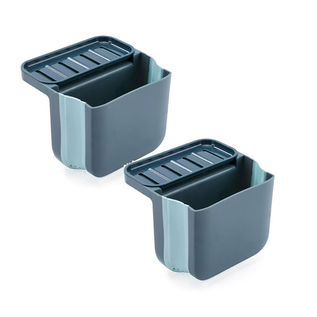 Oleegame 2PC Spoon And Lid Rest Sink Double Suction Cup Retractable Dry And Wet Separation Residue Filter Rack Blue