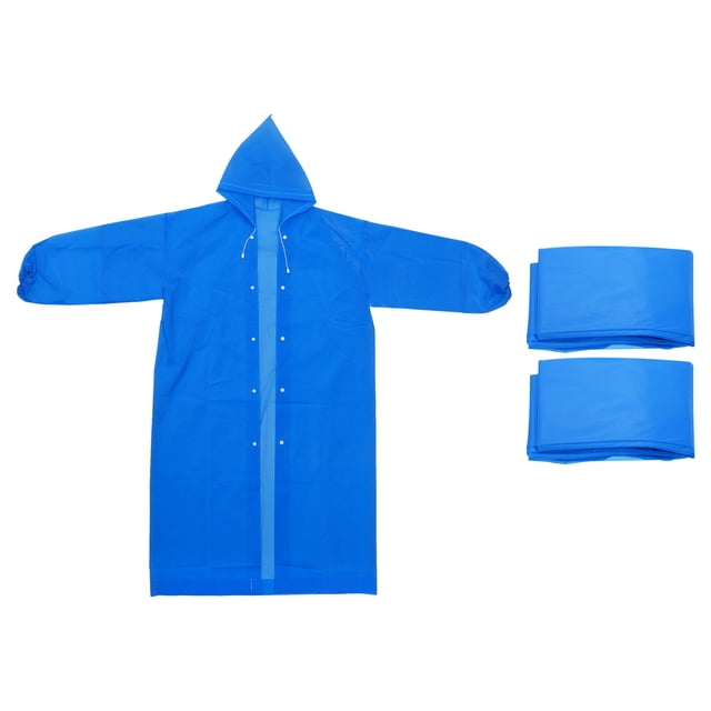 Unique Bargains Ponchos de Pluie pour Adultes, 2 Pack Réutilisable EVA Imperméable pour la Randonnée en Plein Air, Bleu