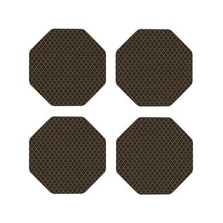 

Fuzoiu Brown Moroccan Trellis Print Leather Coasters Set Drink Coasters Set of 4 for Tabletop Protection Durable PVC Coasters Home Décor and Housewarming Gift-Octagon