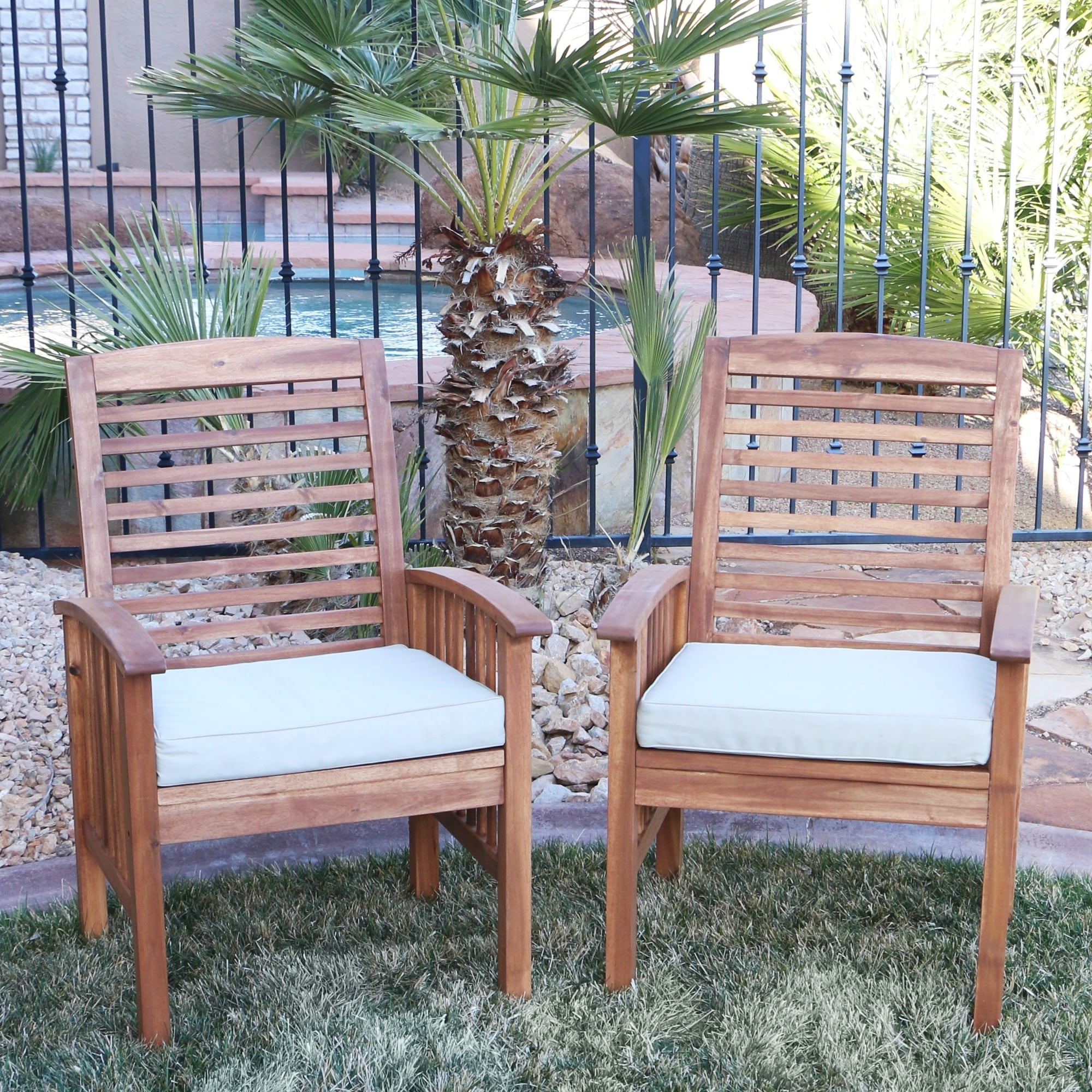 Acacia Wood Patio Chairs Set Of 2 Com