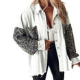 thumbnail image 2 of Unir Oversized Sequin Sleeve Denim Jacket for Women, Frayed Edge Button Down, Casual Everyday Long Sleeve Outerwear, 1 Piece, S-XXL, Plus Size Friendly, 2 of 5