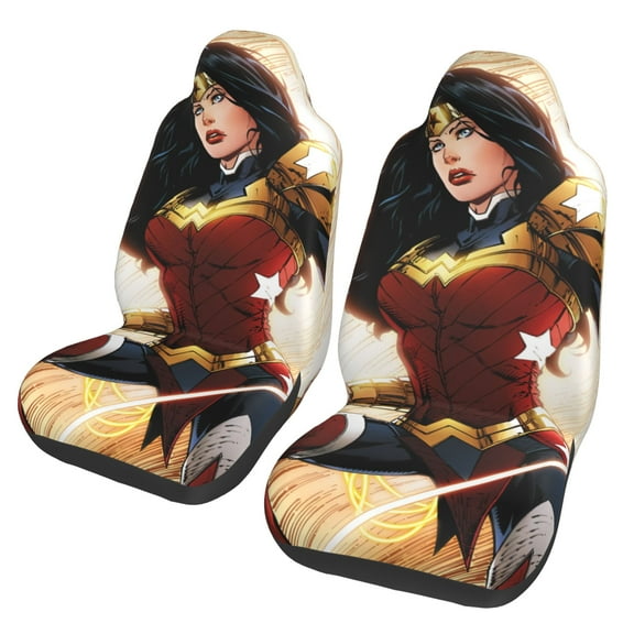 Wonder Woman Car Seat Covers Set 2Pcs, Front Seat Covers for Car Truck Sedan SUV Auto, Universal Fit Vehicle Enterior Bucket Seat Protector Car Accessories