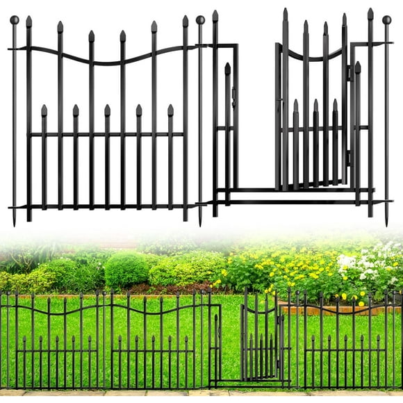 Panels No Dig Decorative Garden Fence in(H)脳.ft(L) Heavy-Duty Rustproof Metal Panels Outdoor Dog Barrier for Yard & Patio Landscape Border| Portable Temporary fencing