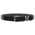 thumbnail image 2 of Snap On 1 1/2" Black & Silver Checkerboard Punk Rock Studded Belt, 2 of 2