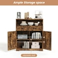 thumbnail image 5 of Farmhouse Storage Cabinet with Charge Station & Open Shelf,Coffee Bar Station Table with Adjustable Shelves and Barn Doors for Kitchen Dining Room,Antique Brown, 5 of 9