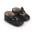 thumbnail image 4 of Xfvqtps Baby Girls Walking Shoes Solid Color Butterfly Breathable Non Slip PU Infant Prewalker Summer New Baby Everything Casual Cute Rubber Soles Soft Toddler Shoes Black, 4 of 9