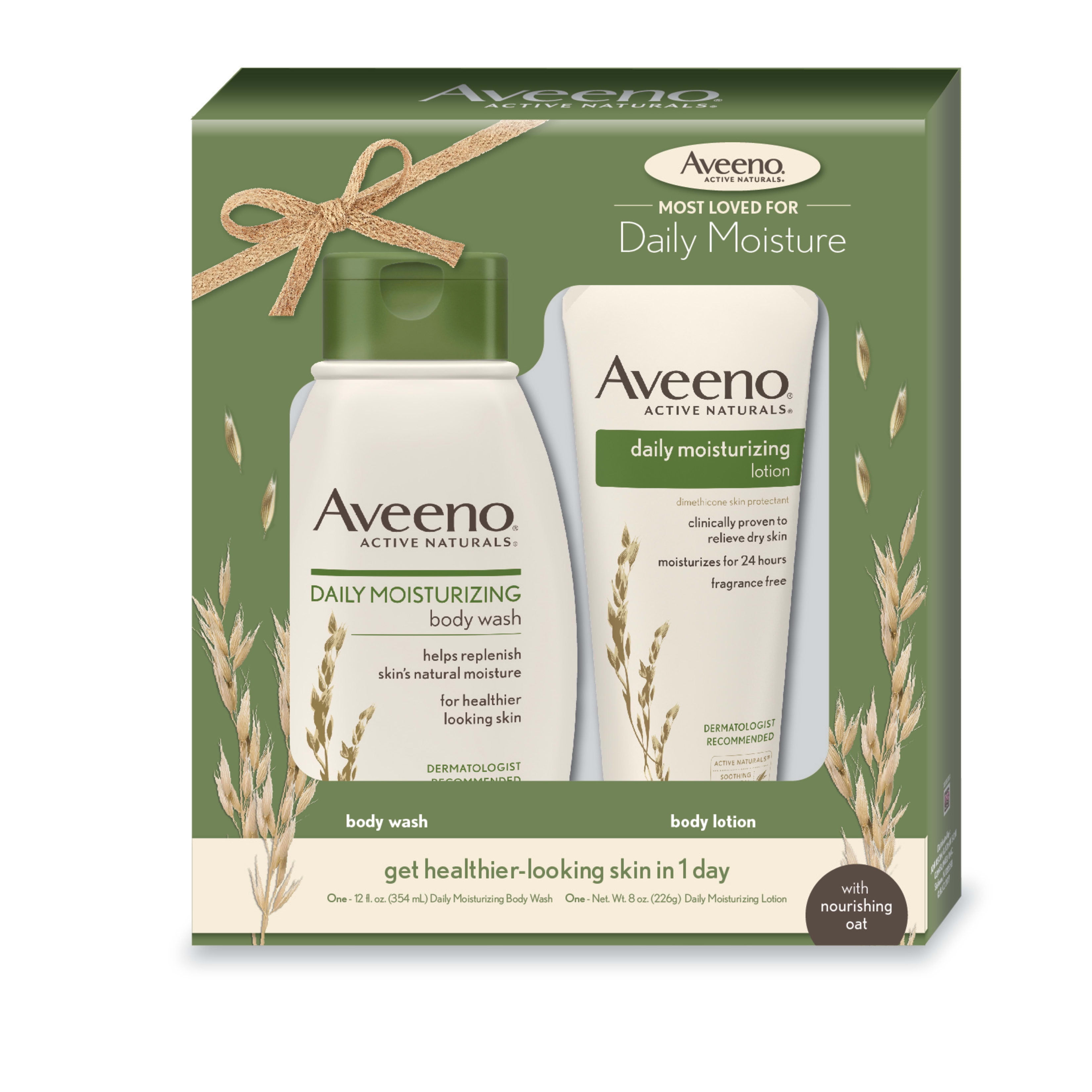 Aveeno Daily Moisturizing Dry Skin Set, Body Wash & Lotion, Set of 2