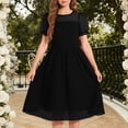 thumbnail image 2 of Ashirexll Robe d'Été pour Filles Enfants Col Rond Couleur Unie en Maille Manches Courtes Pois Tunique Ligne A pour Enfants, 2 of 5
