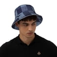 thumbnail image 4 of Sikiie Blue Gingham Buffalo Check Reflective Double-Sided Bucket Hat, Sun Hat, for Gardening, Beaching, Camping, Hiking, Fishing, 4 of 6