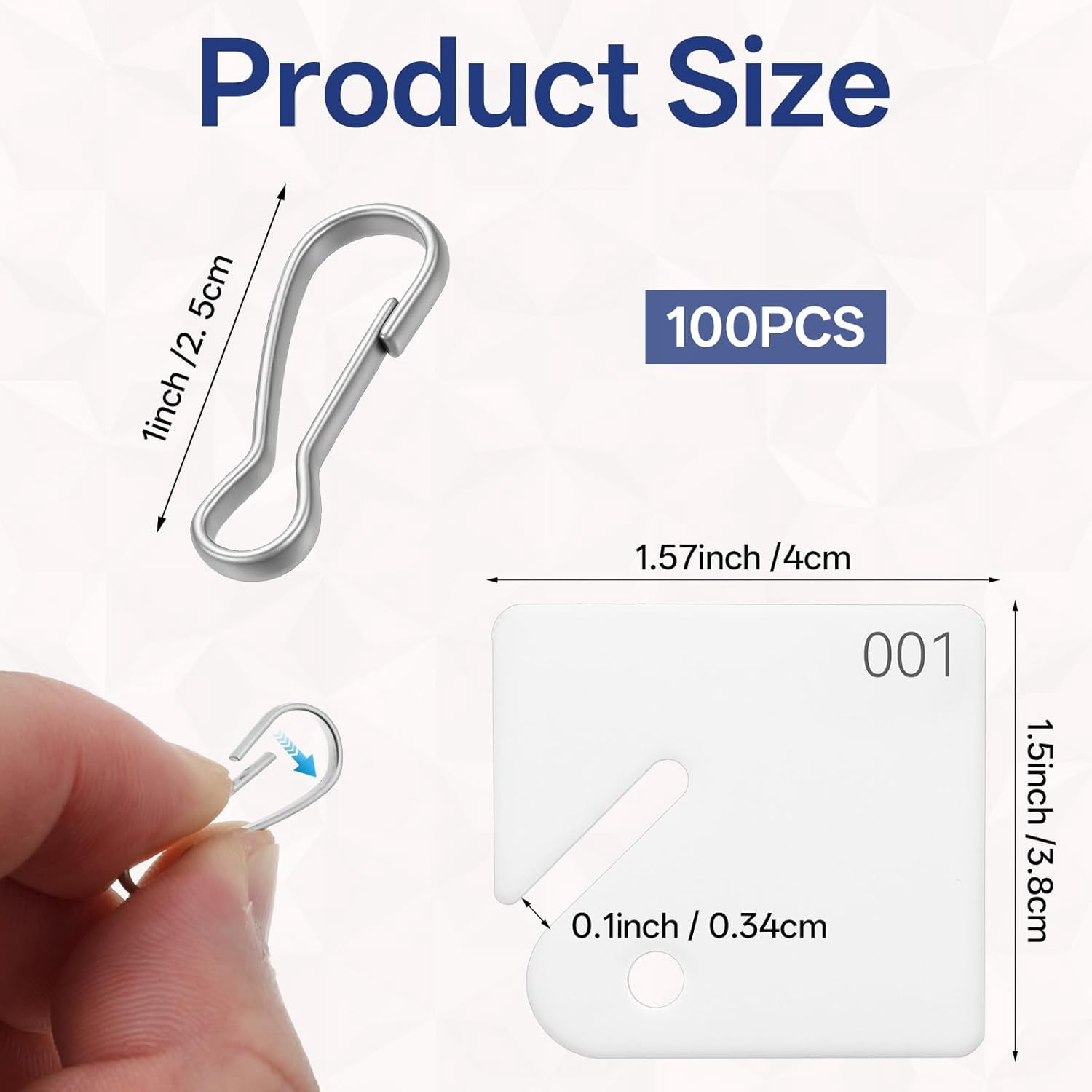 100Pcs Key Tags, Plastic Slotted Key Tags with Buckle, 1.57 Inches White Square Key Tag with Number(1-100), Sturdy Plastic Key Tag for Keys Cabinets,Boxes, Lockers, Home, Office and Garage