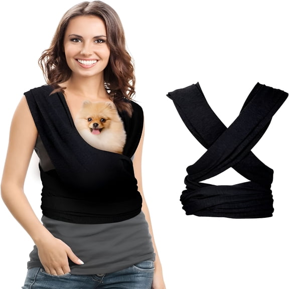 GASTROPOD Dog Carriers for Small Dogs Adjustable Pet Sling Carrier for Small Dogs Shoulder Dog Carrier Sling Cotton Front Facing Cat Sling Carrier Safe Dog Front Carrier Bag for Outdoor (Black)