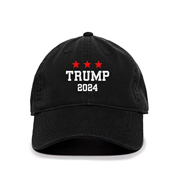 Tech Design Trump 2024 Baseball Cap Embroidered Cotton Adjustable Dad Hat Black