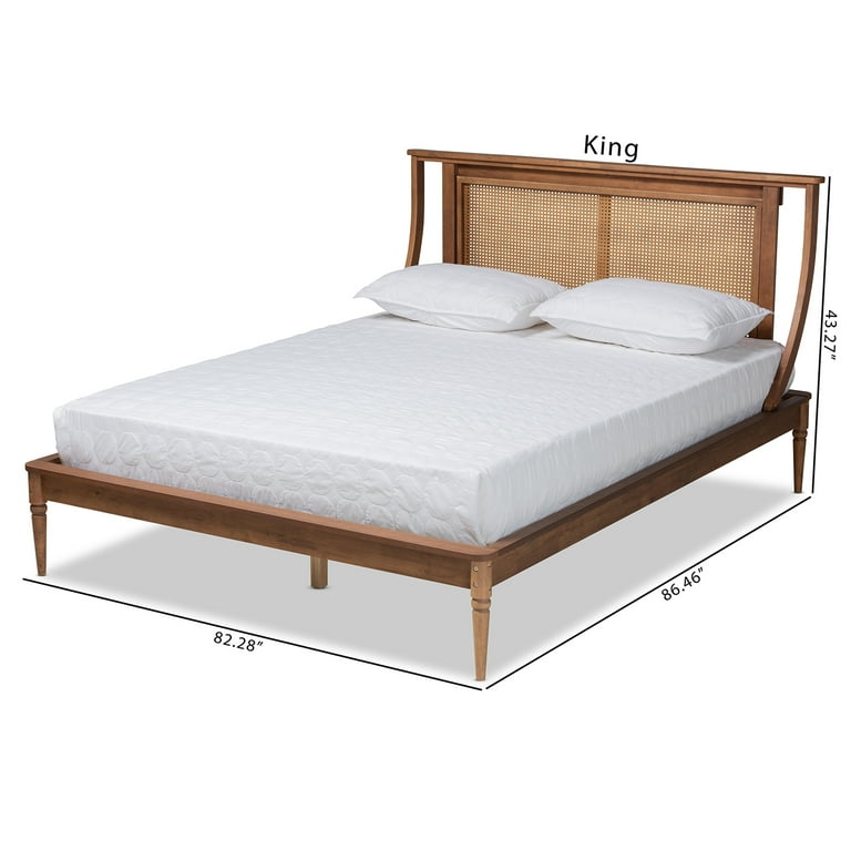 Baxton Studio Jamila Modern Transitional Walnut Brown Finished Wood and Synthetic Rattan King Size Platform Bed Baxton Studio Jamila Modern Transitional Walnut Brown Finished Wood and Synthetic Rattan King Size Platform Bed