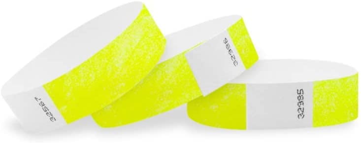 - Extra Durable Event Wrist Bands Better Security Paper-Like Party Armbands Fan-Folded Goldistock Select Series Day-Glow Neon Yellow 2,000 Count- ¾” Arm Bands Heavier Tyvek Wristbands 7.5 Mil 