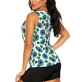 thumbnail image 3 of Xecao Blue Sunflowers print women's scoop neck, loose-fit workout tank tops for the gym., 3 of 9
