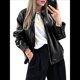 thumbnail image 2 of Chaquetas de para Mujer, Abrigos de Motociclista de Imitación de Gran Tamaño, Ropa de Moda para Otoño Negro L, 2 of 8