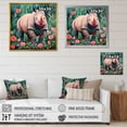 thumbnail image 4 of Designart "Rhino Paradise in Pink and Green I" Animals Framed Wall Art Decor - Modern Pink Rhinoceros Living Room Framed Canvas Art, 4 of 6
