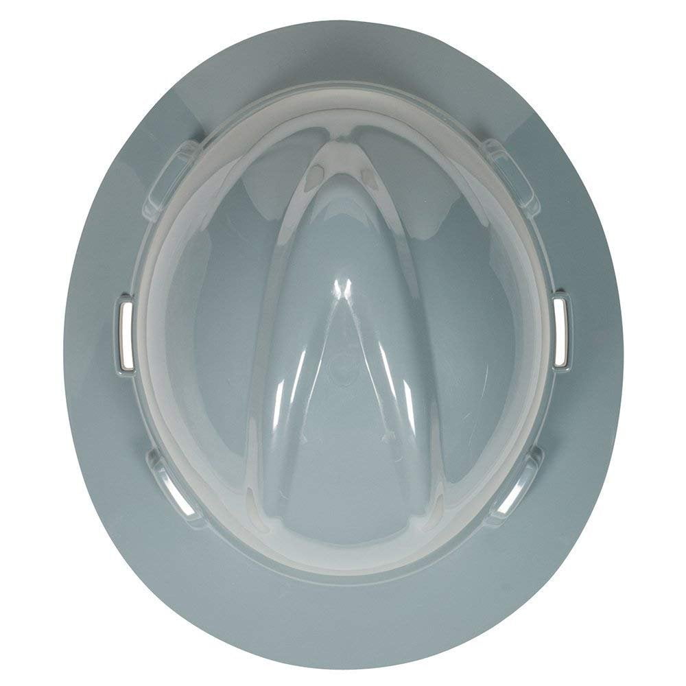 MSA 475367 V-Gard Full-Brim Hard Hat With Fas-Trac III Ratchet Suspension  Polyethylene Shell, Superior Impact Protection, Self Adjusting Crown Straps - Standard Size in Navy Gray