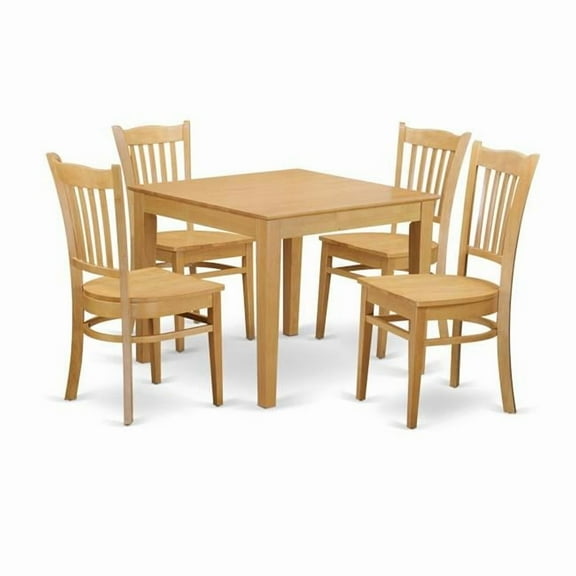 East West Furniture OXGR5-OAK-W Kitchen Dinette Table & 4 Chairs  Oak Finish