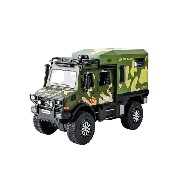 Camión modelo fundido a presión 1:20, camión de juguete modelo de metal, coche modelo de simulación, coches impulsados por fricción para niños y niñas verde