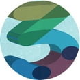thumbnail image 1 of Ahgly Company Tapis Rond Lavable en Machine Intérieur Transitionnel Bleu Verdâtre, 3 Pieds Rond, 1 of 7