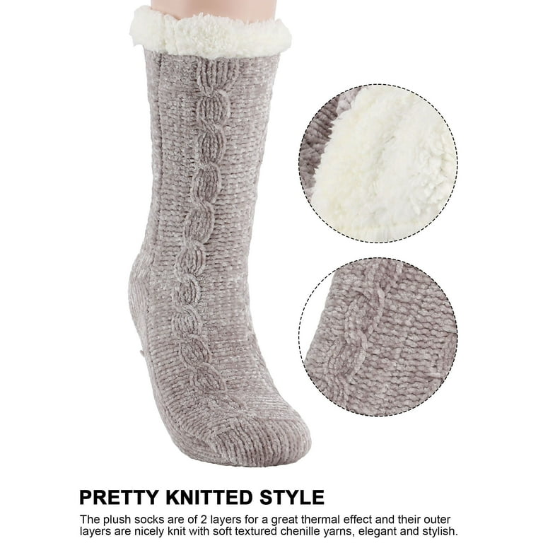 Luxtrada Women Slipper Socks Fleece Lined Socks with Grips Non
