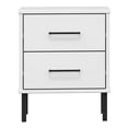 thumbnail image 4 of White Bedside Table with Metal Legs, Solid Pine Nightstand - OSLO Industrial Style, 4 of 8