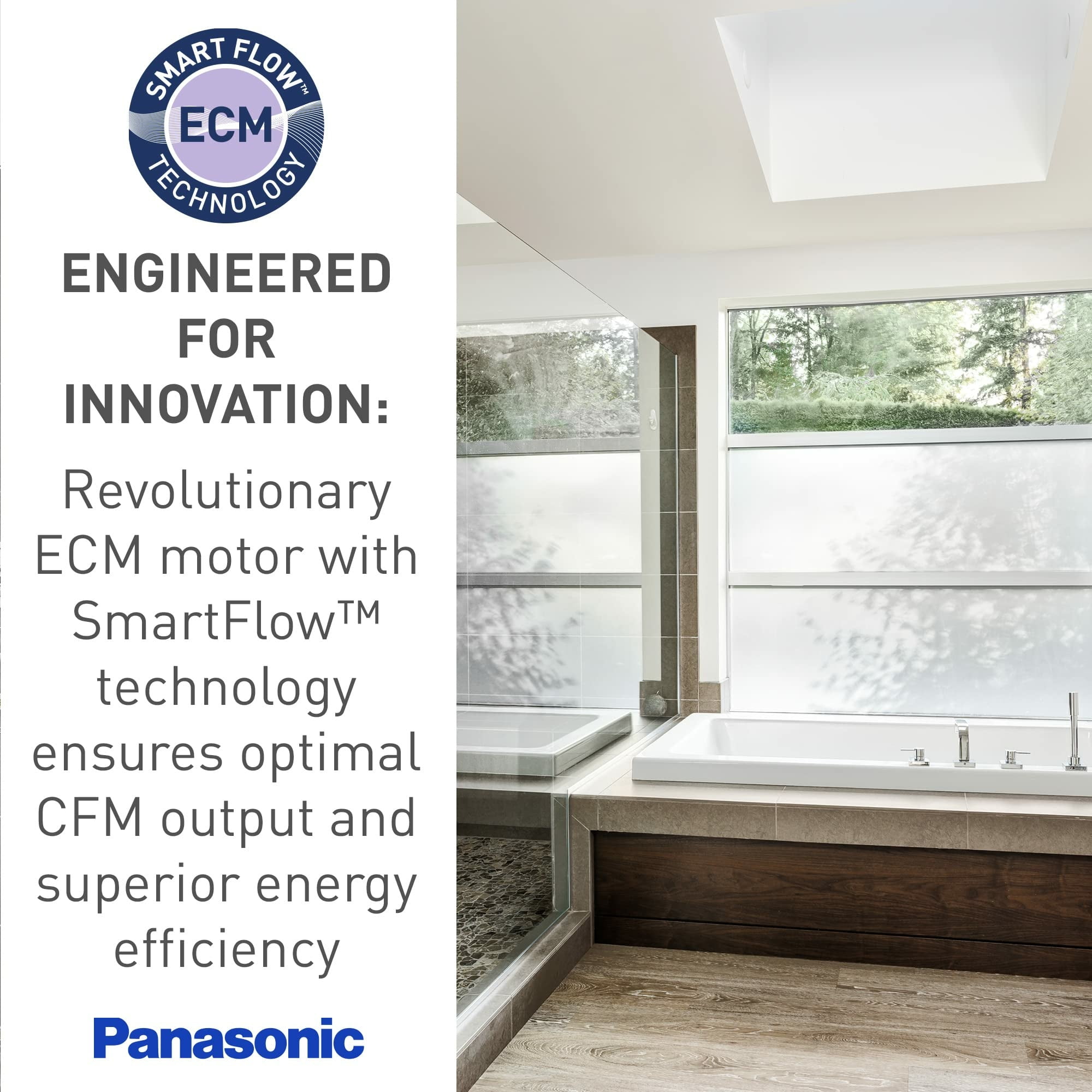 Panasonic FV-0511VQ1 WhisperCeiling DC Ventilation Fan, Speed Selector, SmartFlow Technology, Quiet