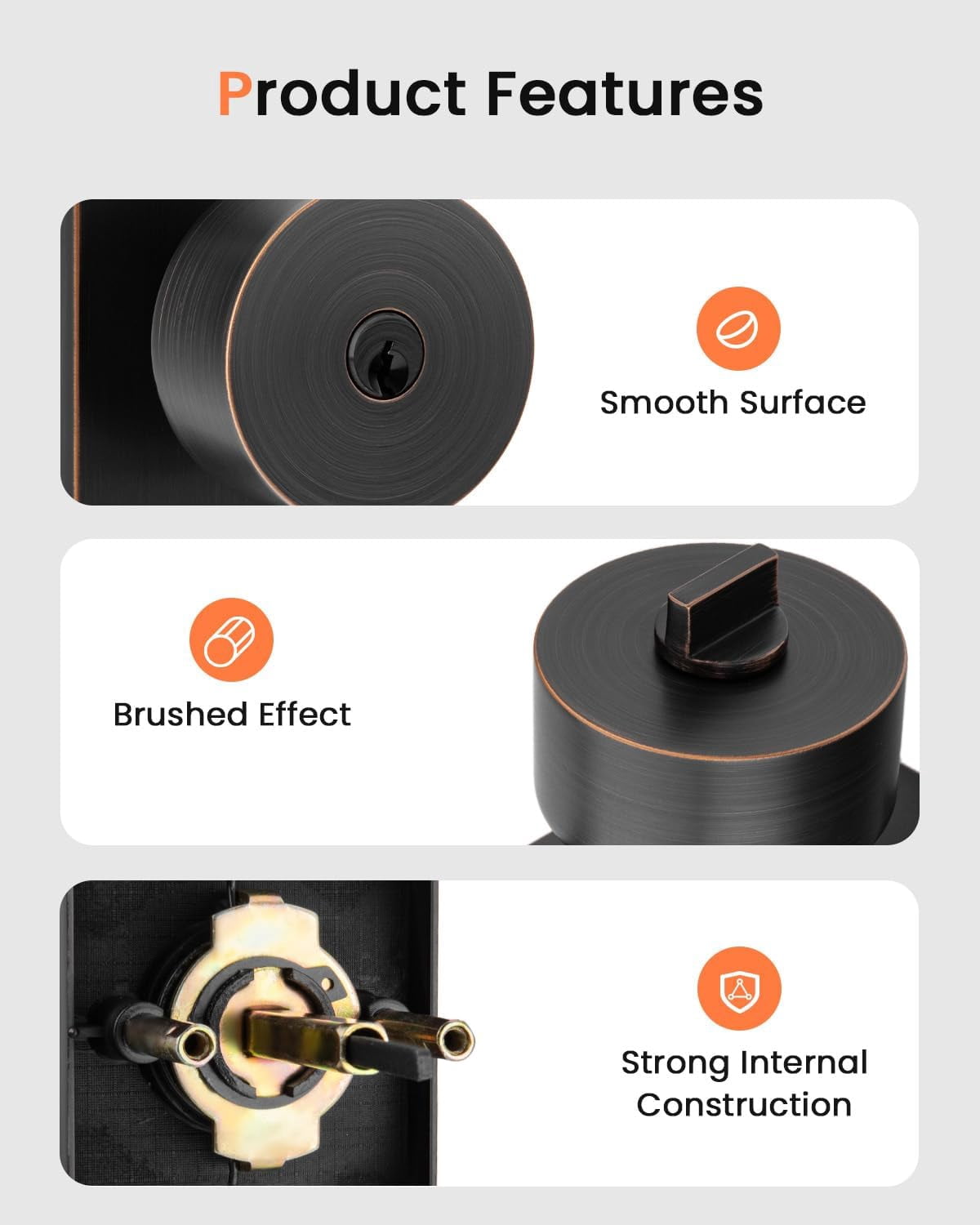 Oil Rubbed Bronze Door Knob with Deadbolt, Zinc Alloy Bronze Keyed Alike Exterior Door Lock Set, Heavy Duty Front Door Knob and Deadbolt Set with Lock and Key, Reversible (1 Pack)