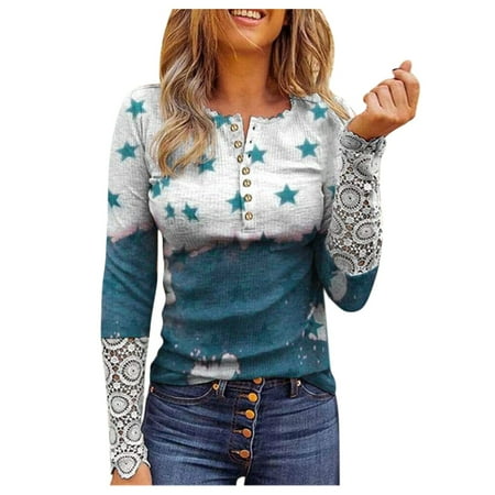 

HSMQHJWE Long Sleeve Shirts For Women Under Scrubs Athletic Long Sleeve Shirt Women Women S Lace Top Long Sleeve O-Neck Blouse Tunic Front Button Shirt Casual Print Soft Shirt Blouse Tops Long Sleev
