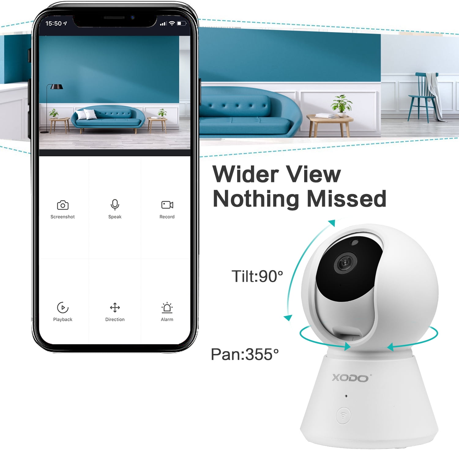 XODO WiFi 1080p HD Home Security Camera System, Indoor Wireless Camera with Night Vision & 2-Way Audio, White