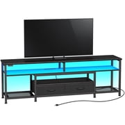 Amadwell 63" LED TV Stand, Entertainment Center with Built-in Power Outlets , Storage Drawers, Wide TV Console, Media Console Fits 65-75 Inch Large TVs for Living Room, Black