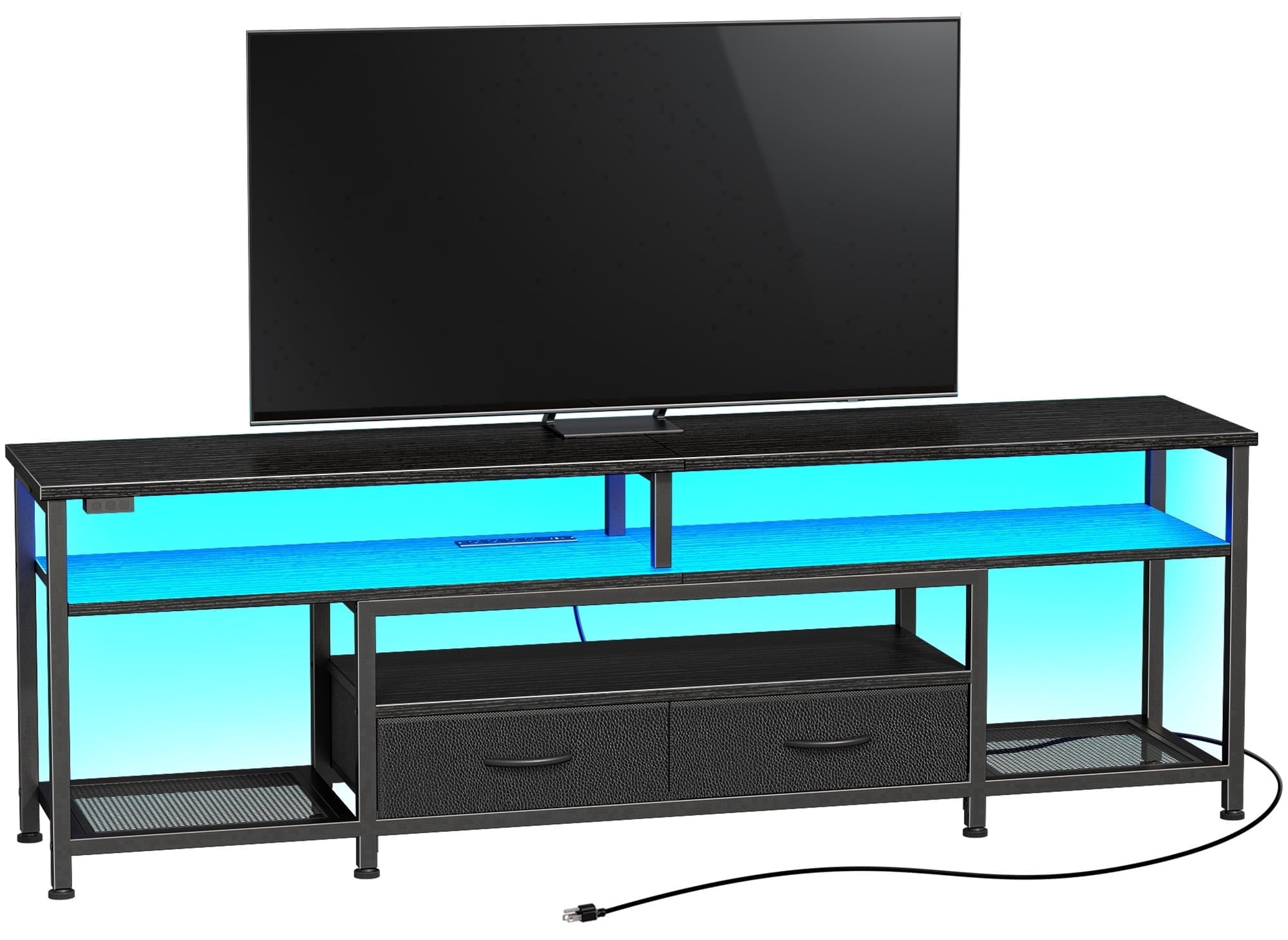Amadwell 63" LED TV Stand with Built-in Outlets, Black photo 1