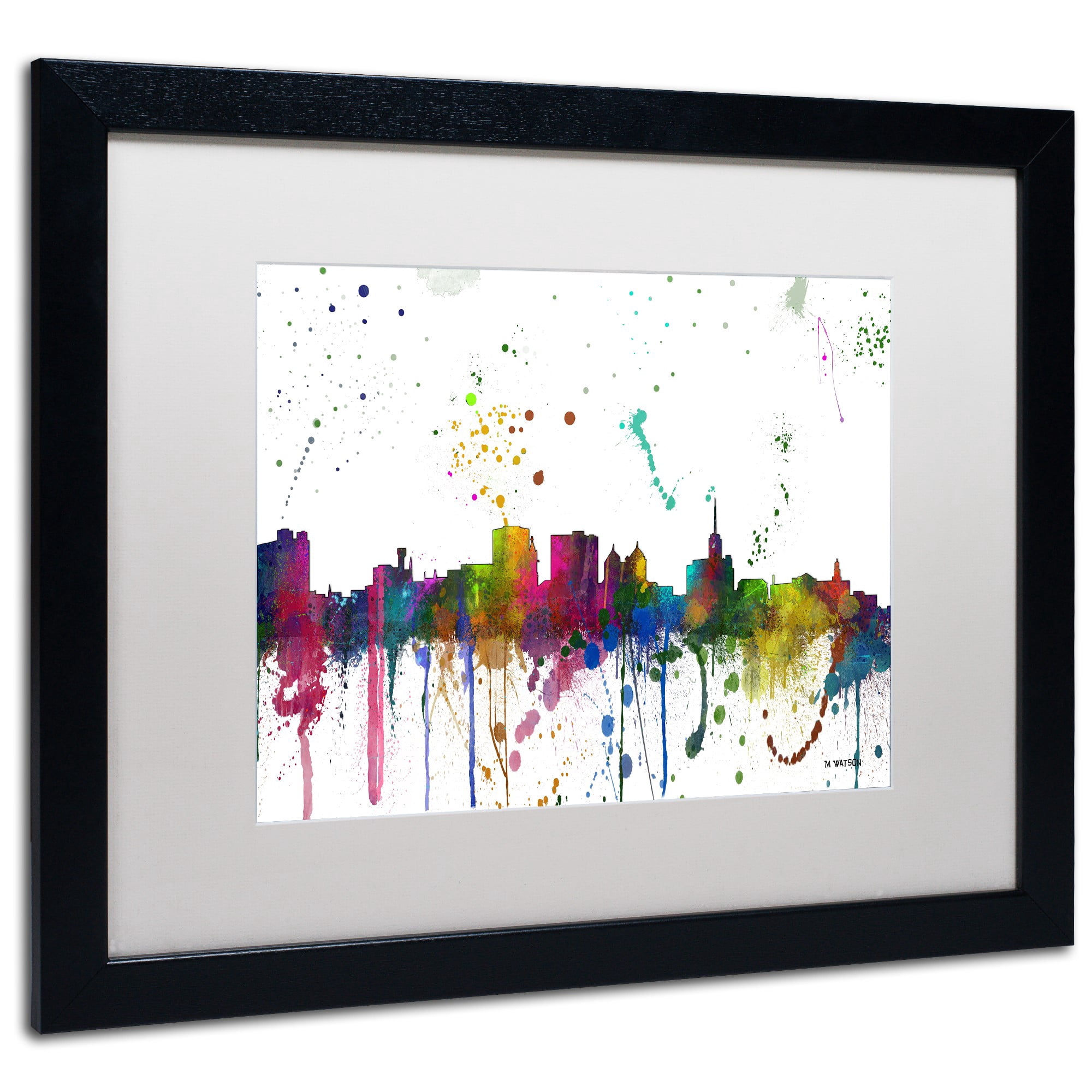 Trademark Fine Art "Buffalo New York Skyline Mclr-1" Canvas Art by Marlene Watson, White Matte, Black Frame