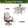 thumbnail image 7 of Sophia & William 9 Pieces Outdoor Patio Dining Set Metal Swivel Chairs and 57.5" Square Wood-like Table Furniture Set with Cushions for 8, 7 of 7